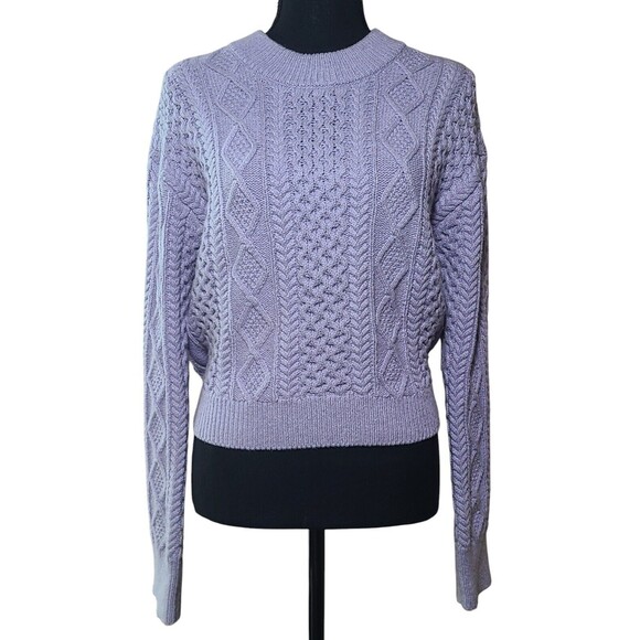 Rails Amy Sweater Lavender Women's Size Small Classic Cable Knit Crop Style Tie - Picture 3 of 12